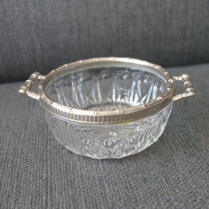 Vintage Fancy Bowl with Metal and Handles